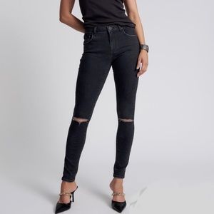 One Teaspoon BLACK STRETCH FREEBIRDS II HIGH WAIST SKINNY JEANS, Size 25